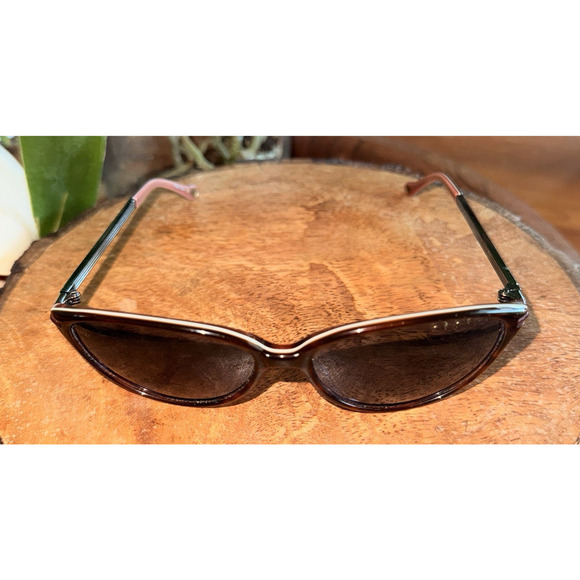 Lulu Guiness Sunglasses Semi Cat-Eye Tortoise Frames Designer Summer Preppy - Picture 3 of 8